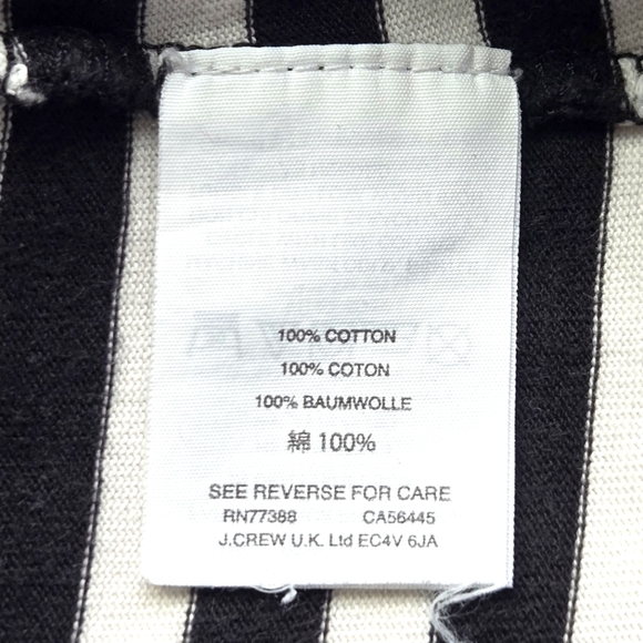 J Crew Black & White Striped Ruffle Sleeve 100% Cotton Tshirt Blouse EUC - Picture 4 of 6